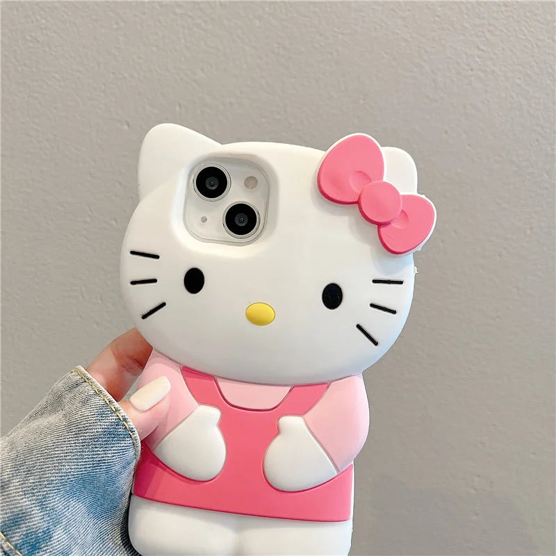Pink KT Bow Silicone Soft iPhone Case