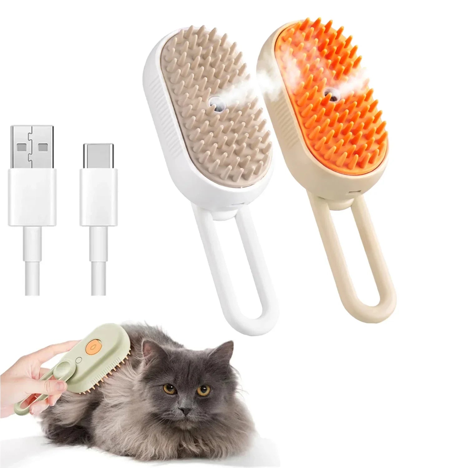3 in 1 Steam Pet Brush Dog Cat Grooming Comb