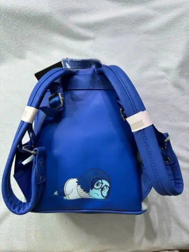 Disney Inside Out Sadness Cartoon Mini PU Leather Backpack Cute Girl Storage Bag