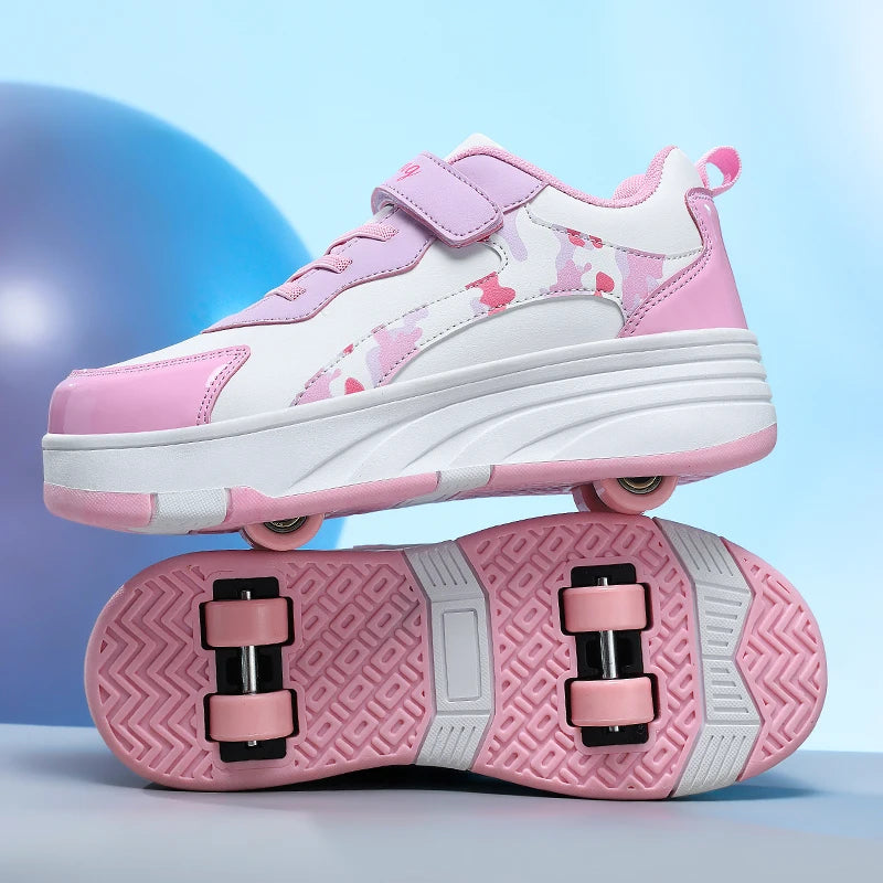 Kids Roller Skate Shoes with Wheels Outdoor Sports Sneakers