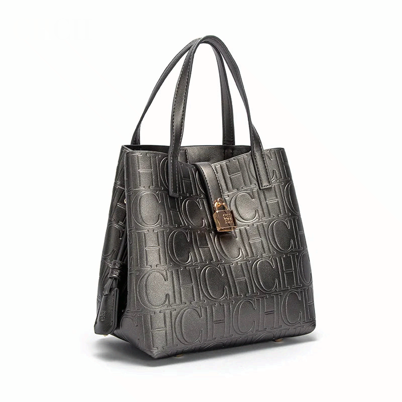 Women Steel Embossed Tote Bag Handheld Mother Shopping Bag Large Capacity