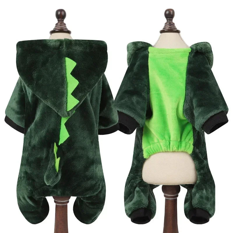 Cartoon Pet Jumpsuit Warm Dog Cat Pajama Outfit for Small Pets