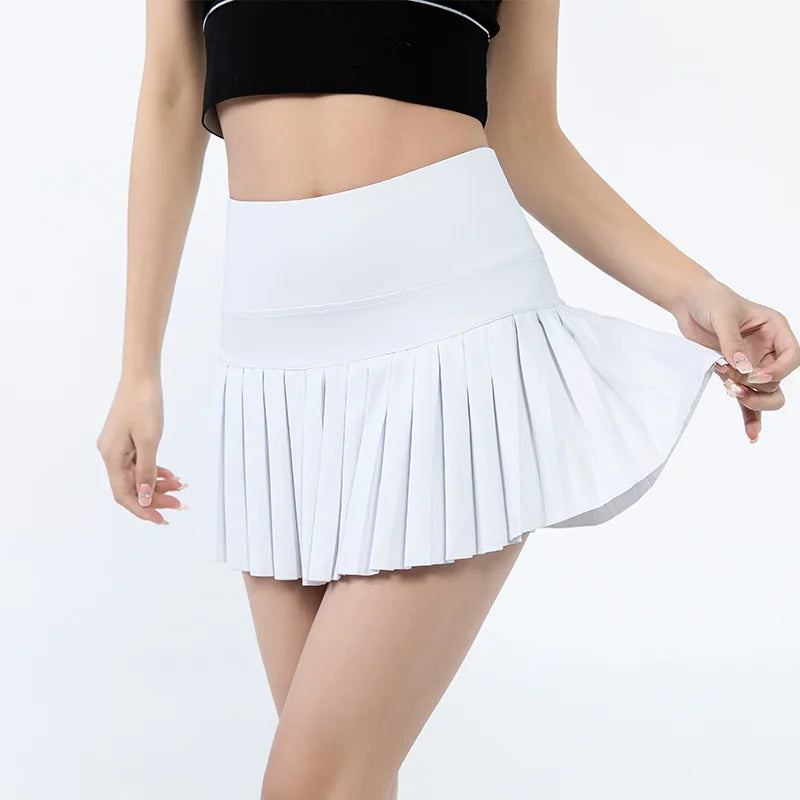 Women Pleated Tennis Skirt with Shorts Breathable Running Fitness Skort