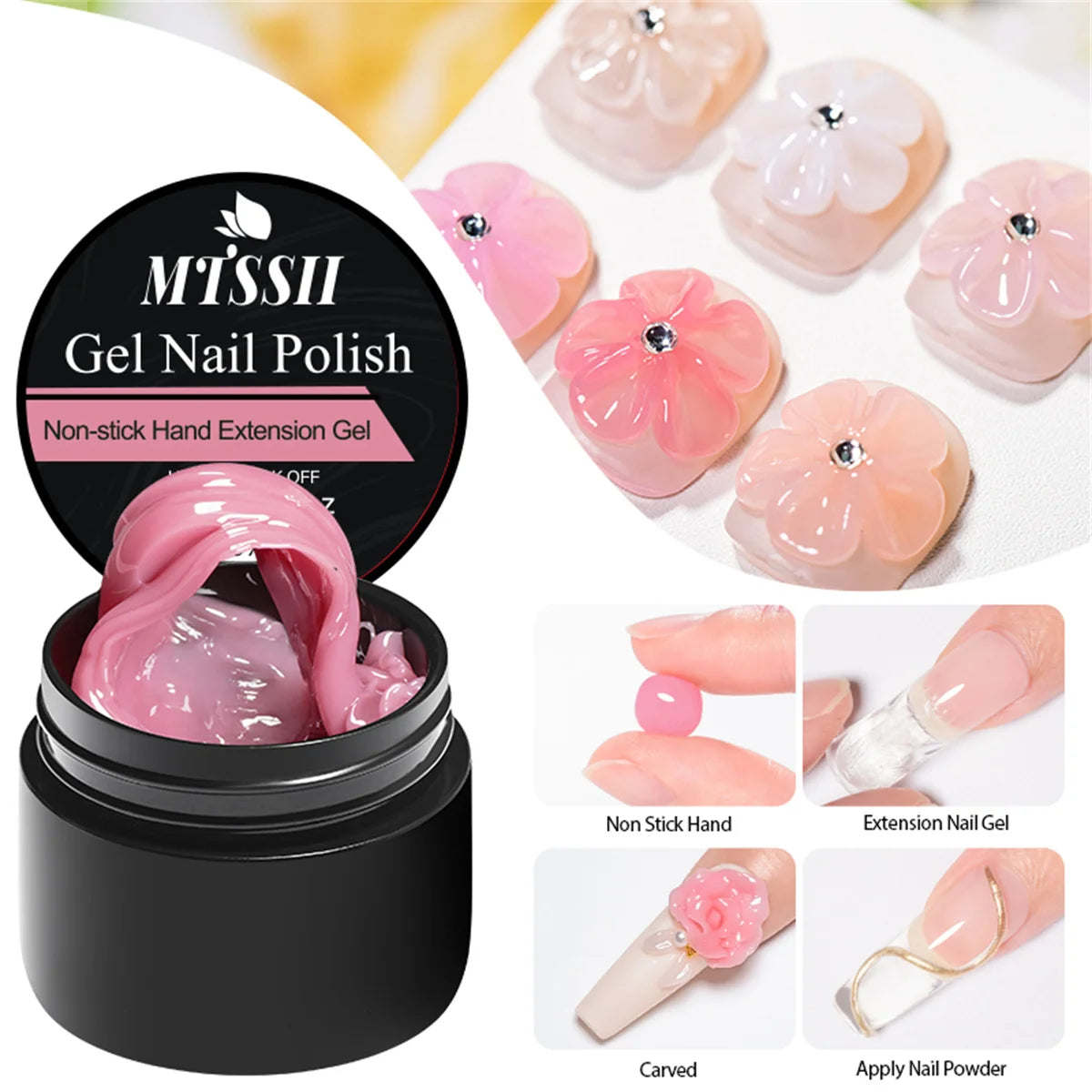 3D Nail Sculpture Gel – Clear Builder Gel for Nail Extension & Creative Nail Art Design