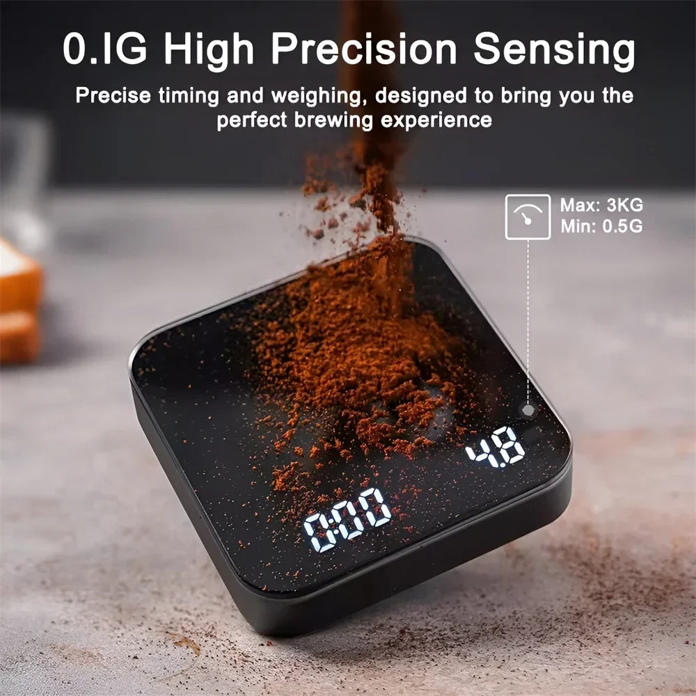 Digital Coffee Scale with Timer USB Rechargeable LED Display Silicone Pad