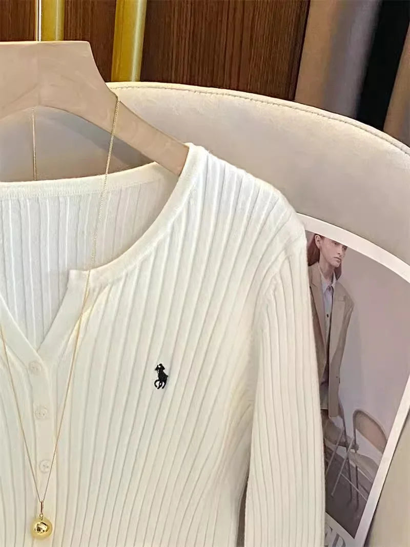 Women Y2K Knitted Cardigan Long Sleeve Embroidered Streetwear Fashion Top