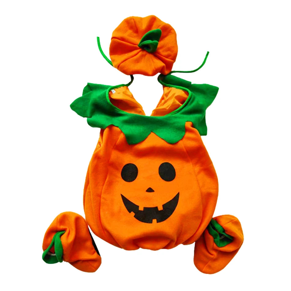 Kids Pumpkin Halloween Costume with Hat Party Cosplay Outfit
