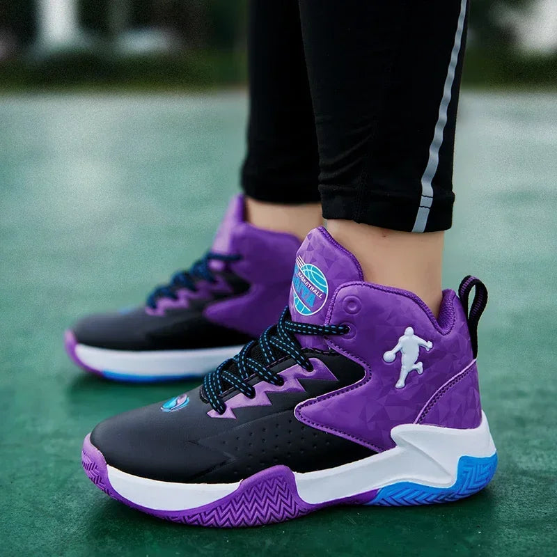 Kids Basketball Shoes Breathable Non Slip Lace Up Training Sneakers