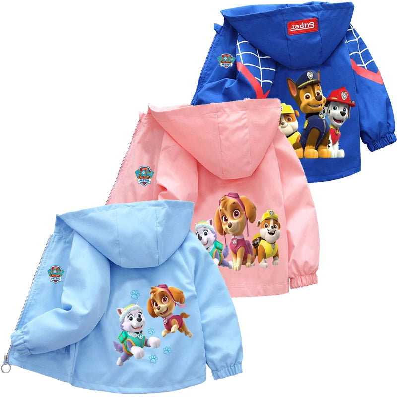 Kids Cartoon Rescue Pup Hooded Jacket Spring Autumn Sports Coat 1 to 10 Years