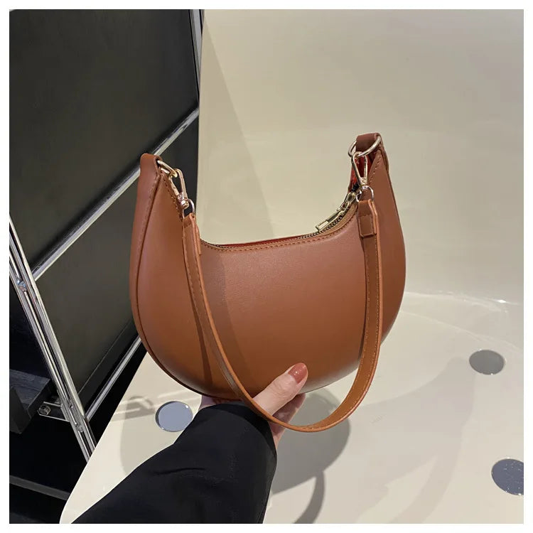Women Moon Shoulder Bag Luxury Crescent Handbag Fashion Underarm Purse