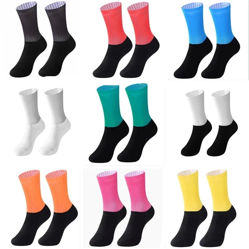 Aero Silicone Anti Slip Cycling Socks Men Breathable Running Bike Socks