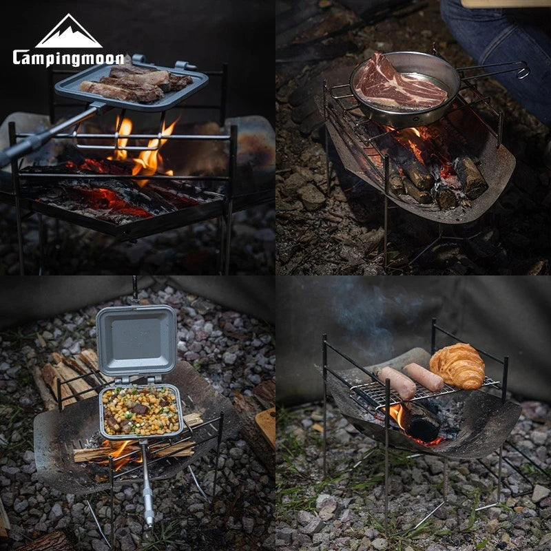 Portable Folding Stainless Steel BBQ Grill Outdoor Camping Fire Pit Cooking Rack
