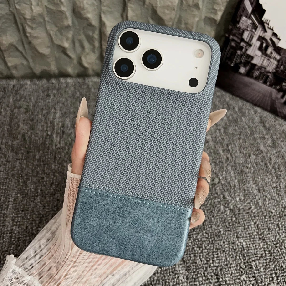 Business Splice Leather Nylon Fabric iPhone Case