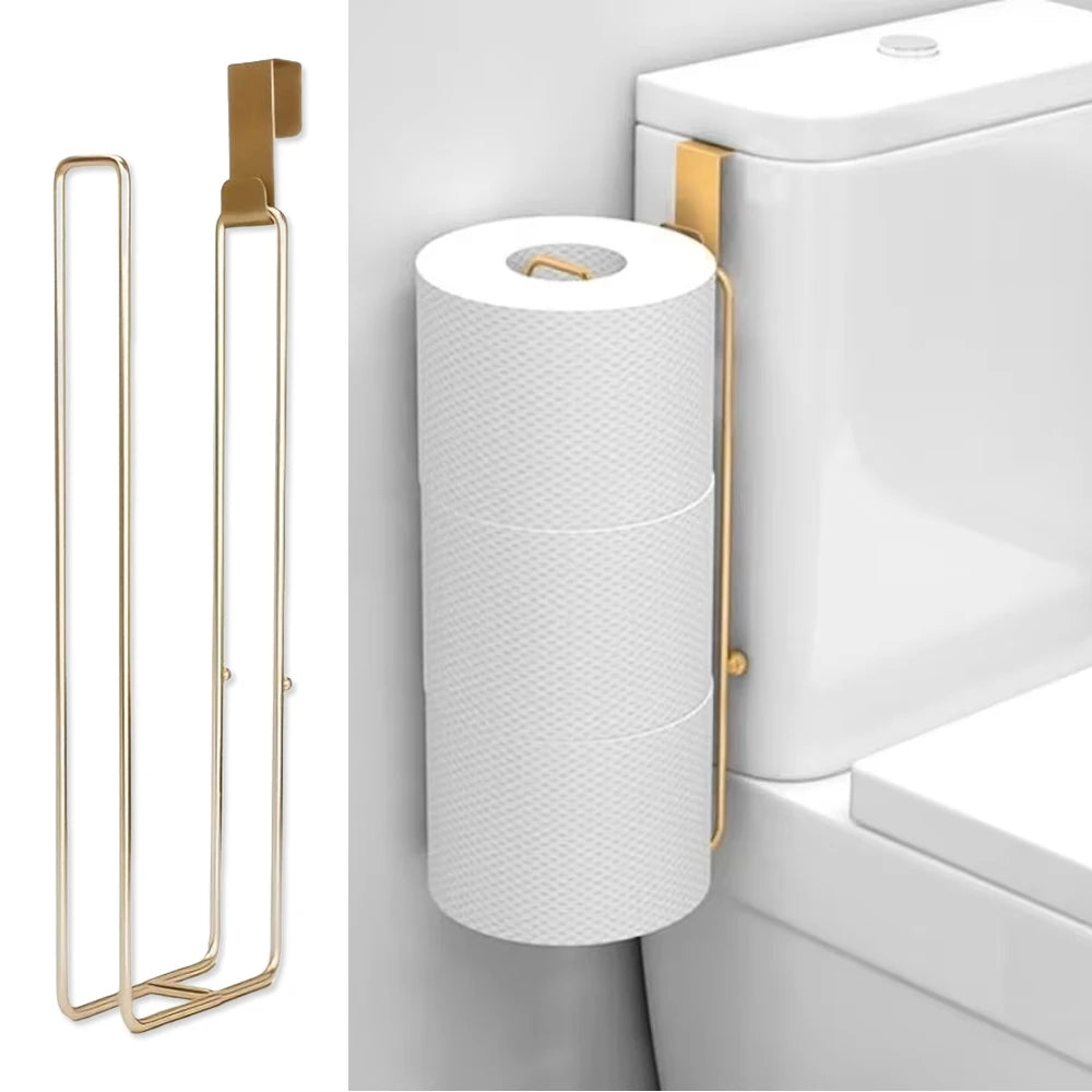 Toilet Paper Holder with Storage Over Tank Wall Mount Bathroom Organizer