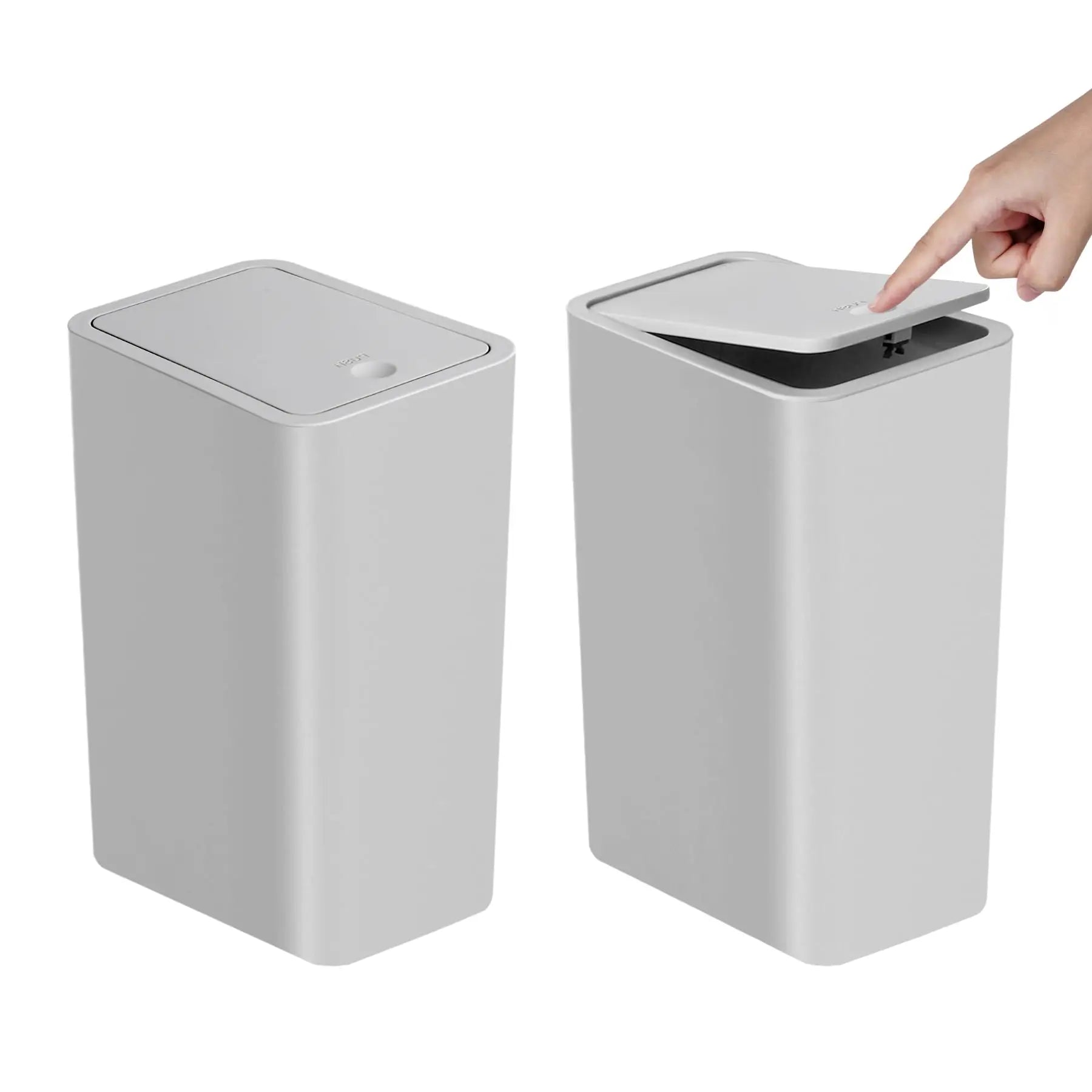 10L Bathroom Trash Can Press Top Lid Small Plastic Waste Bin Bedroom Living Room