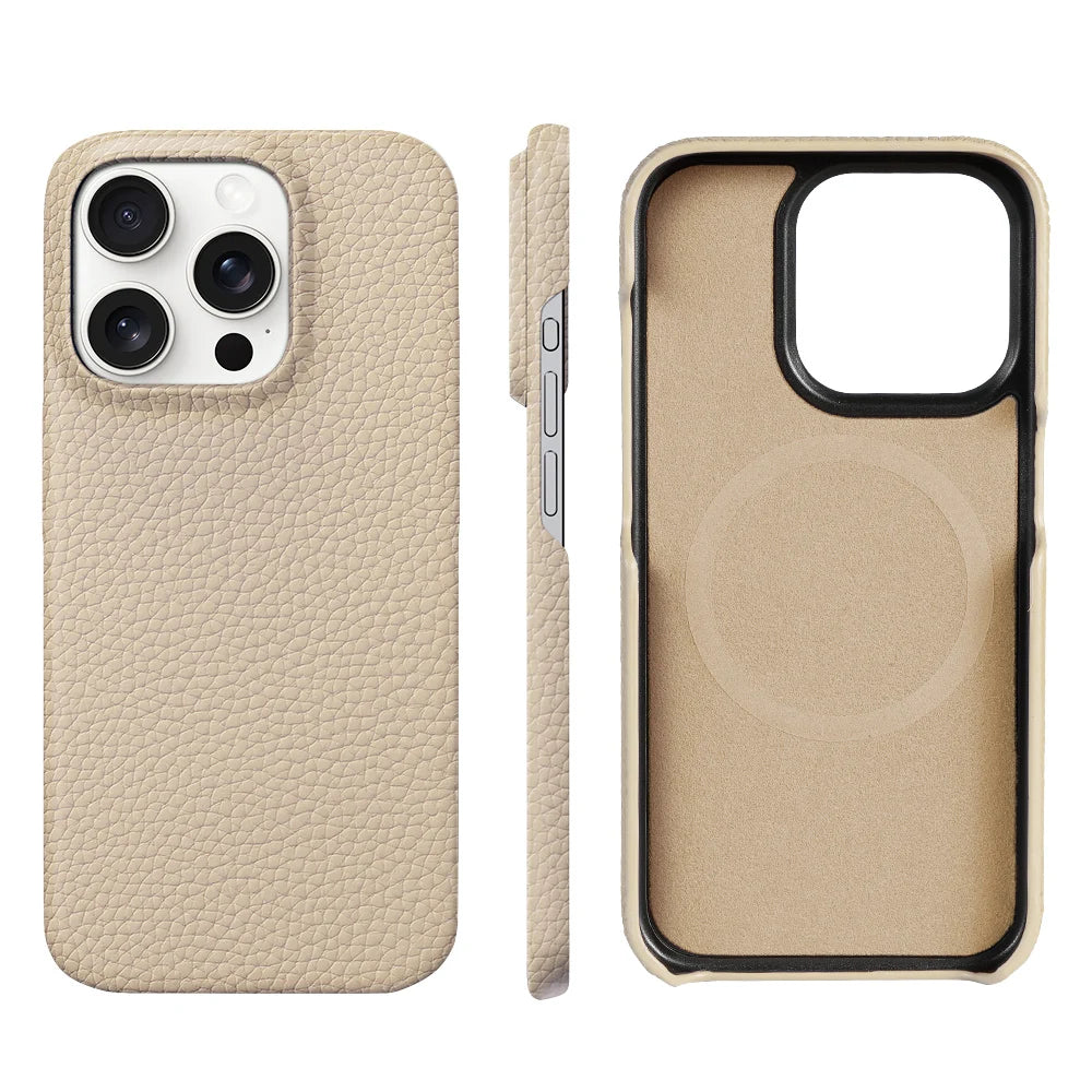 Natural Cowhide Leather MagSafe Magnetic iPhone Case