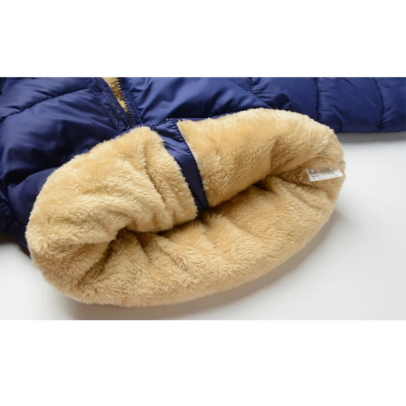 Kids Fleece Hooded Jacket Cartoon Plush Winter Coat for Boys & Girls
