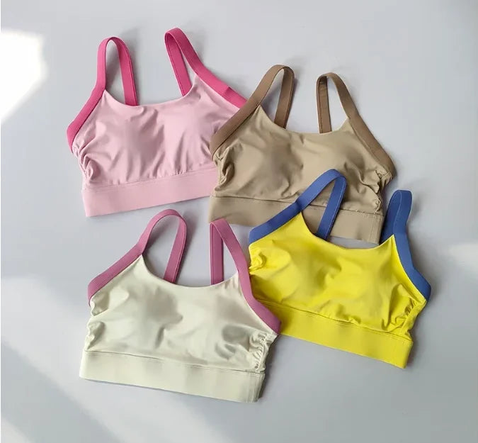 Women’s Color Block Cross Back Sports Bra and High Waist Yoga Leggings Set
