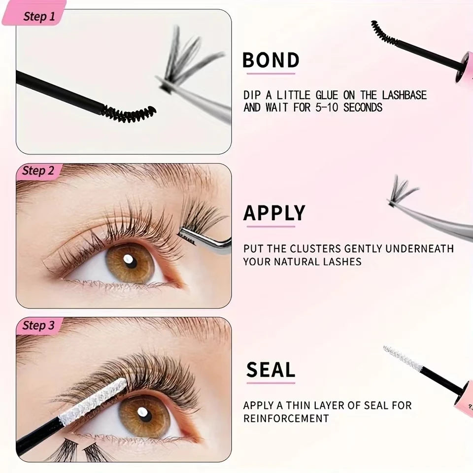 Lash Bond & Seal Kit – Eyelash Extension Glue Set with Tweezers for Long Lasting Lash Hold