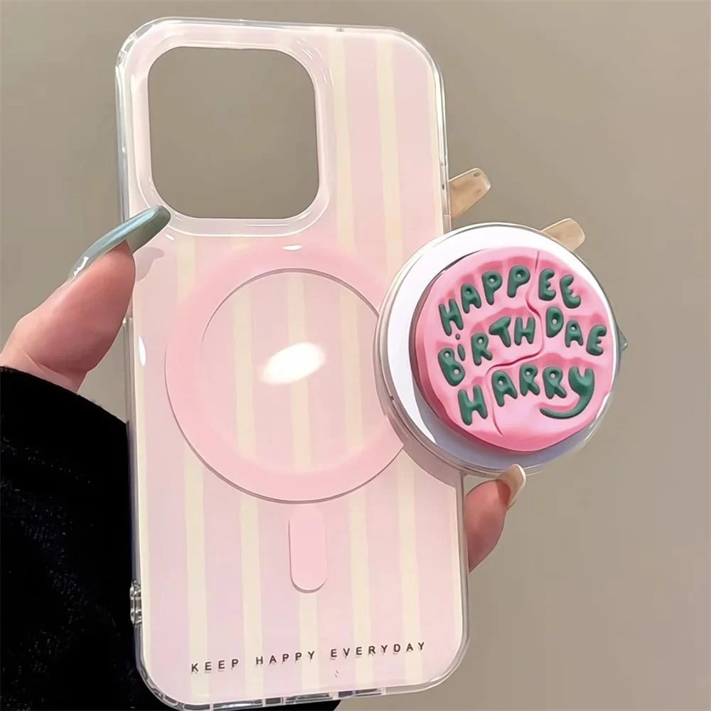 Pink MagSafe Phone Grip Stand Magnetic Holder iPhone Case