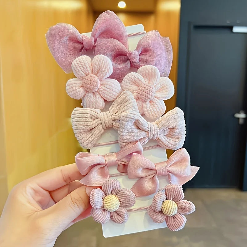 10pcs Bow Flower Hair Ties for Ponytails