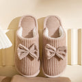 Cute Bow Slippers Women Cozy Plush Indoor Home Shoes Soft Warm Winter Slides