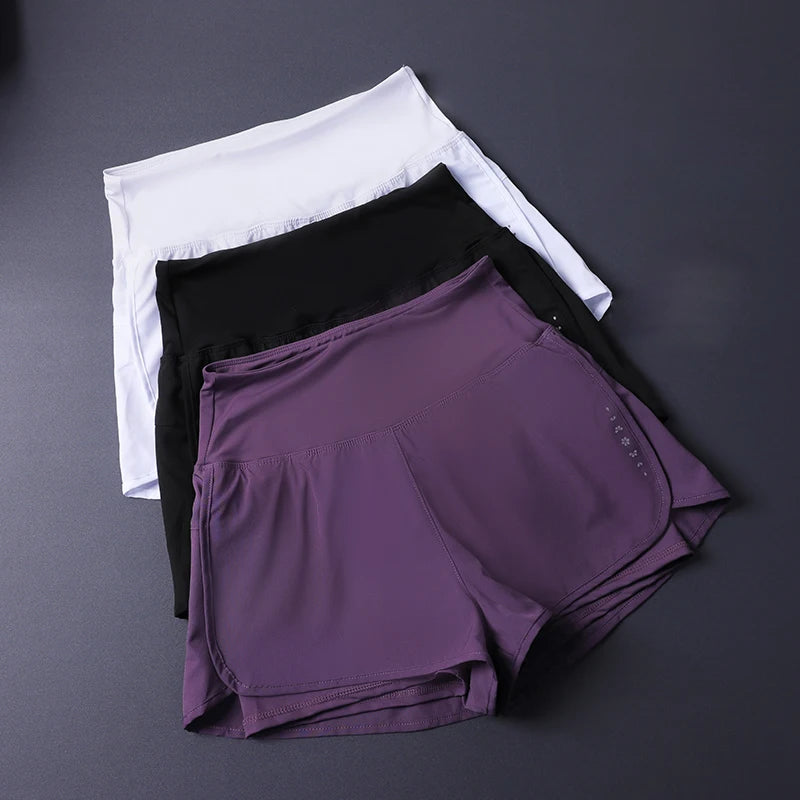 Women’s 2 in 1 Running Shorts with Pockets Lightweight Yoga Gym Shorts