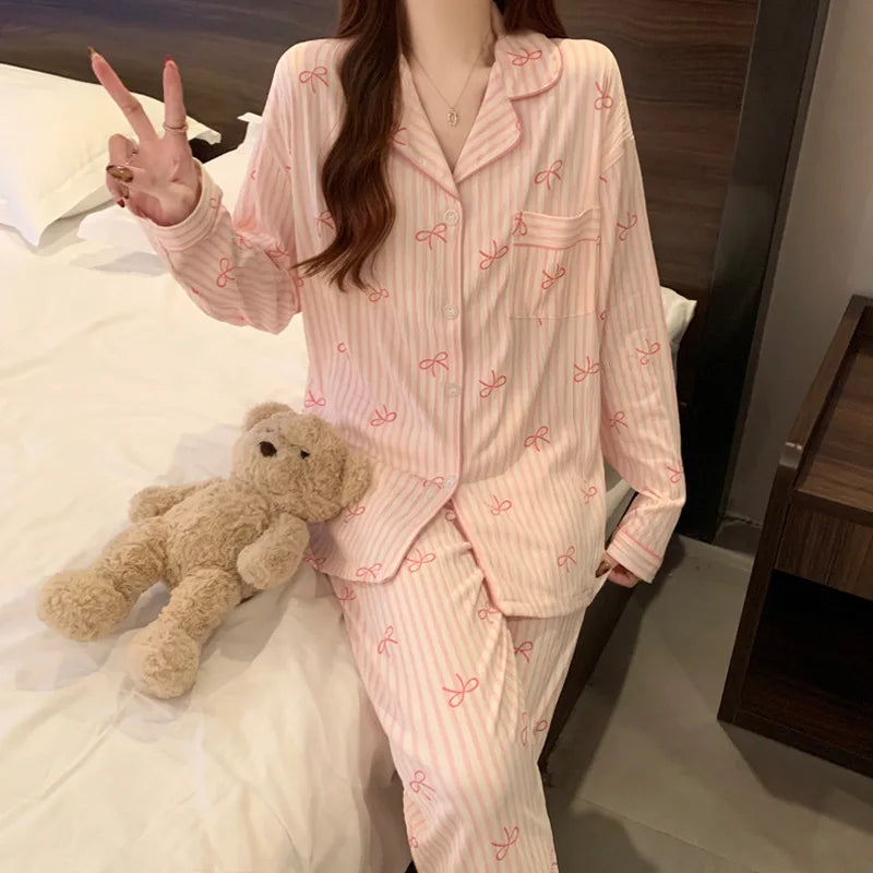 Women Love Print Pajama Set Soft Lounge Sleepwear