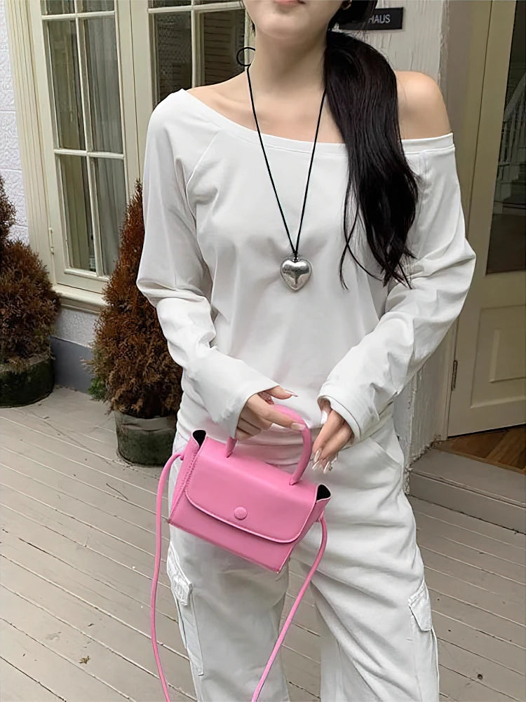 Women Off Shoulder Long Sleeve Loose Sexy Basic Top Casual Blouse