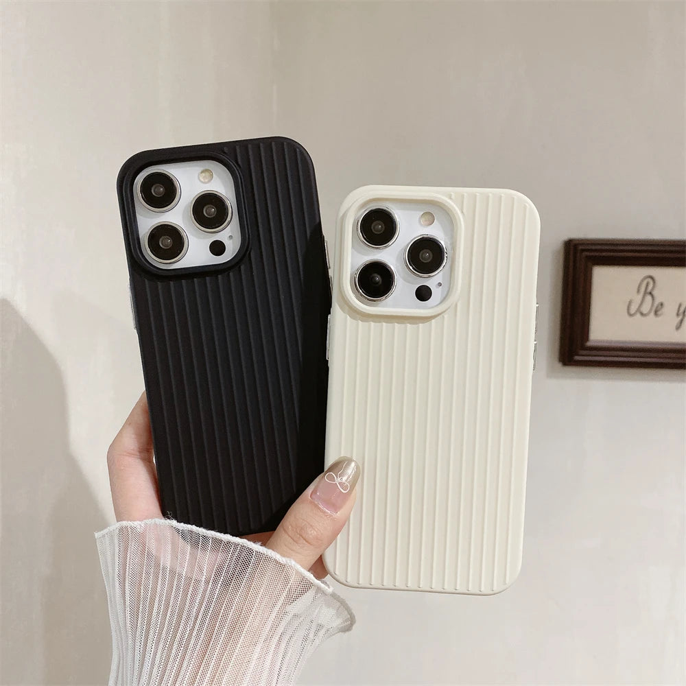 Macaron Ribbed Solid Color Durable iPhone Case