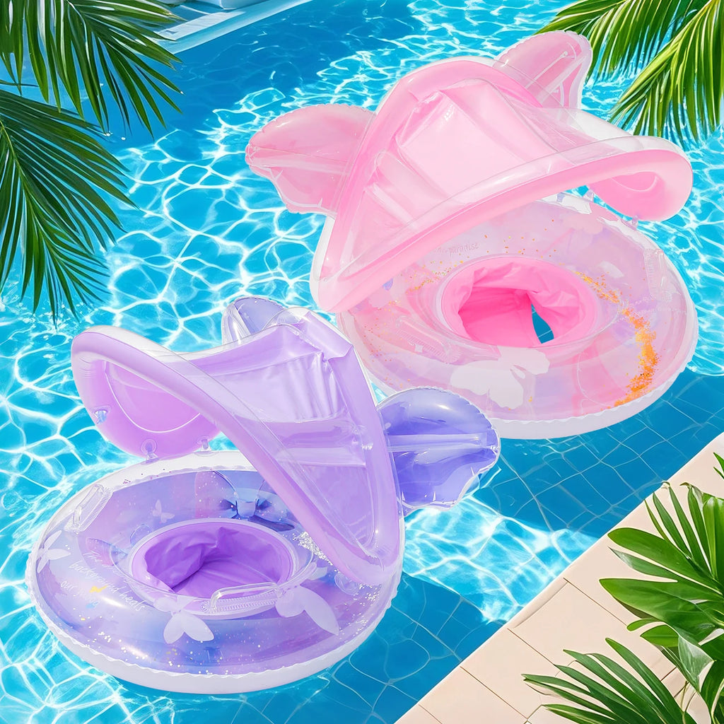 Inflatable Pool Float Ring with Canopy