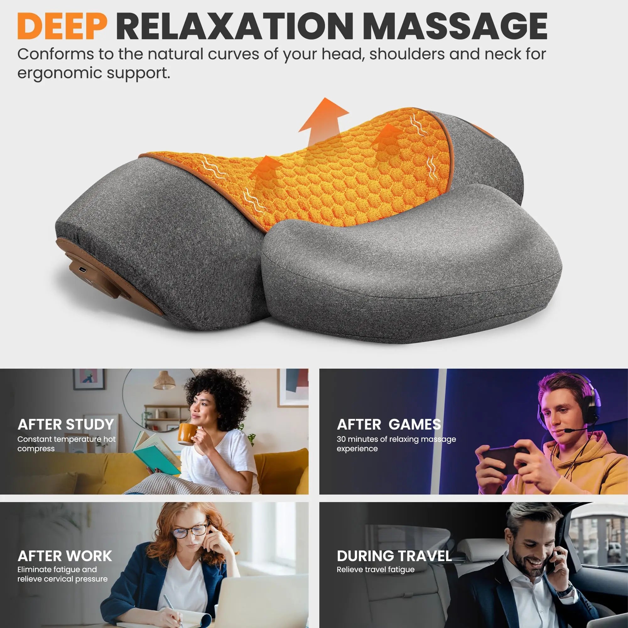Electric Neck Massager Pillow Cervical Traction Device Heat Therapy Vibration Neck Pain Relief Shoulder Relaxer