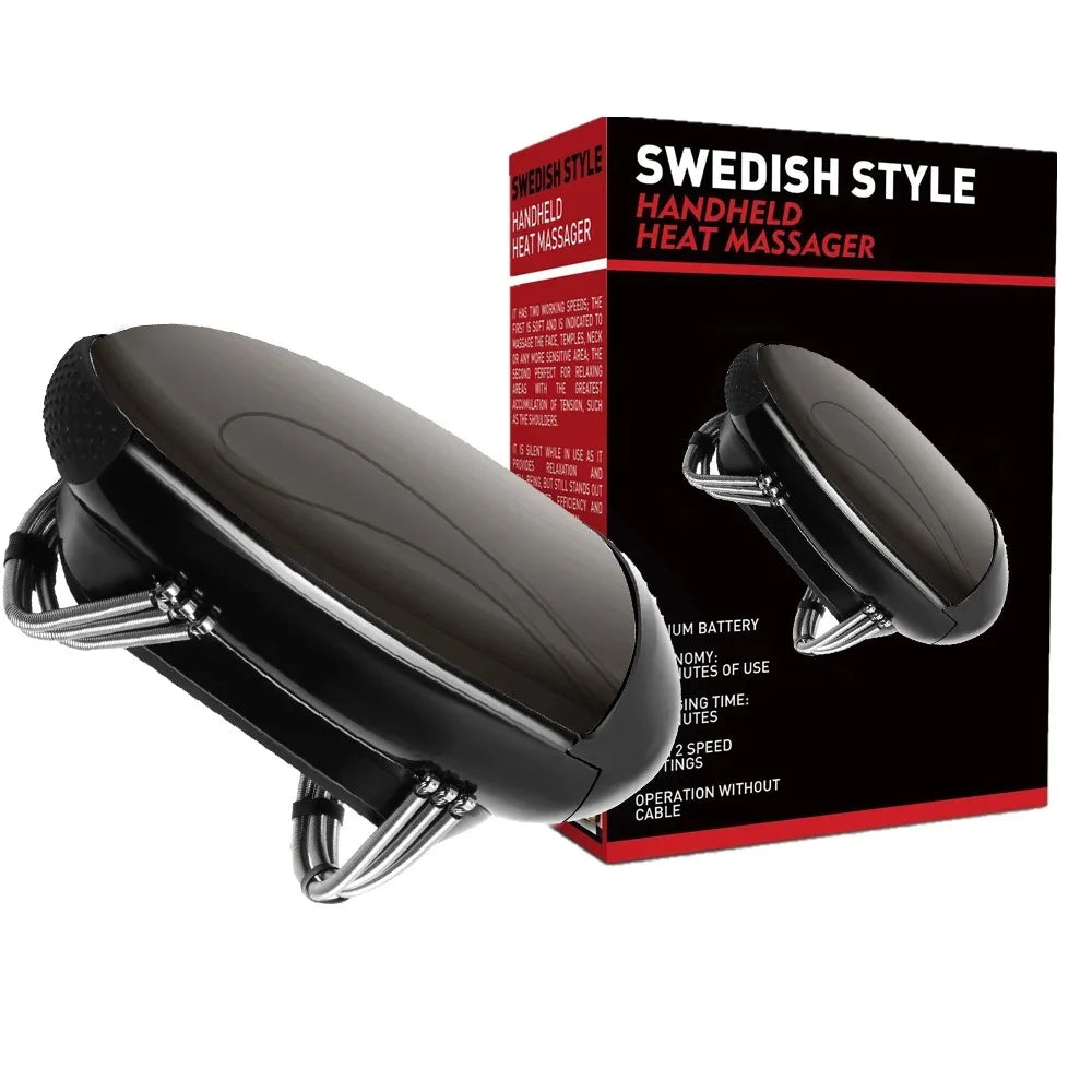 Professional Cordless Metal Head Massager USB Rechargeable Heat and Vibration