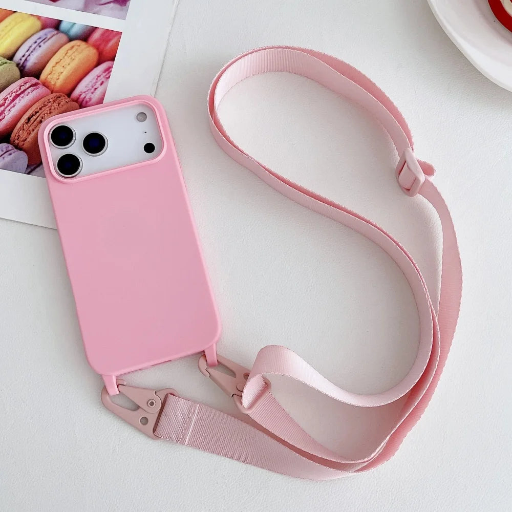 Crossbody Lanyard Matte Silicone Shockproof iPhone Case