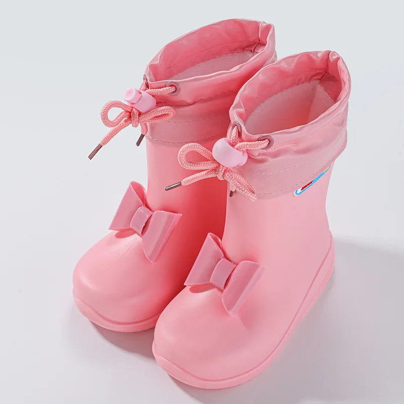 Girls Waterproof Rain Boots Cute Bow Princess Rain Shoes