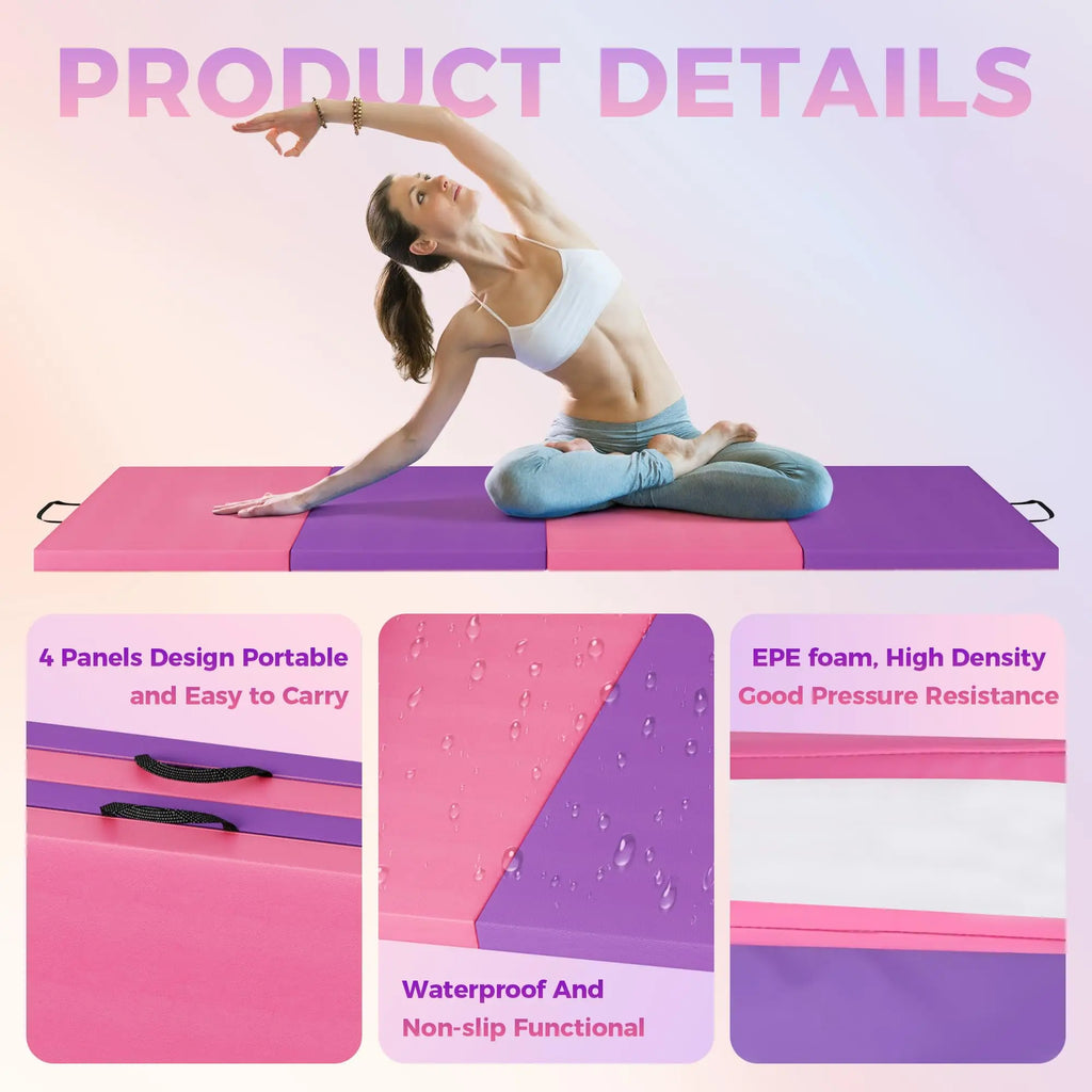 Foldable Gymnastics Exercise Mat Thick Portable Yoga Pilates Floor Pad