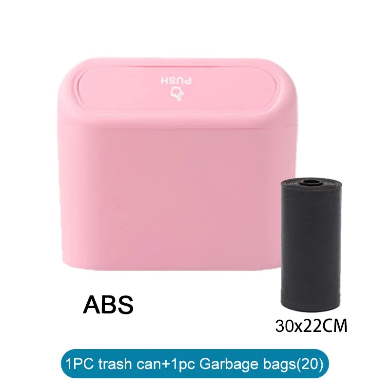 Car Trash Can with Lid Leak Proof Mini Car Bin Includes Garbage Bags