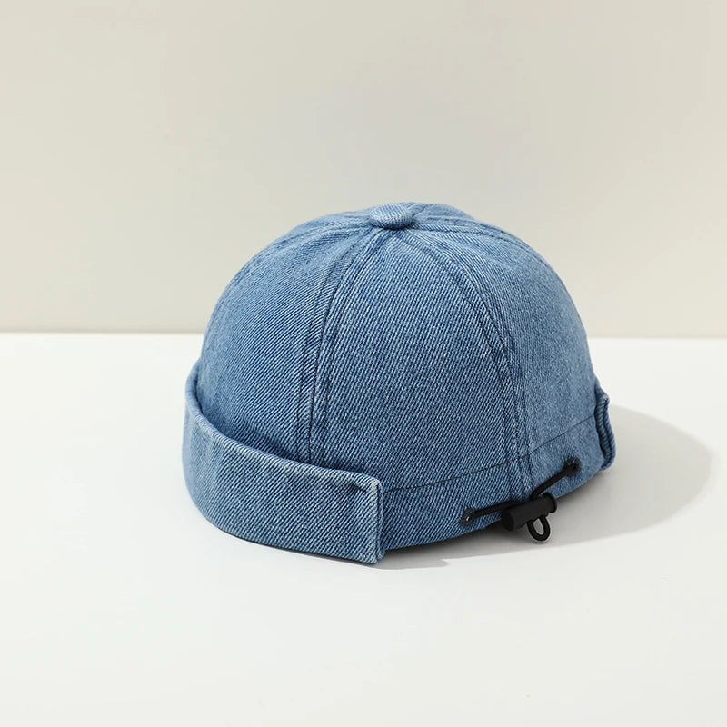 Washed Denim Baby Brimless Hat Adjustable Kids Docker Cap