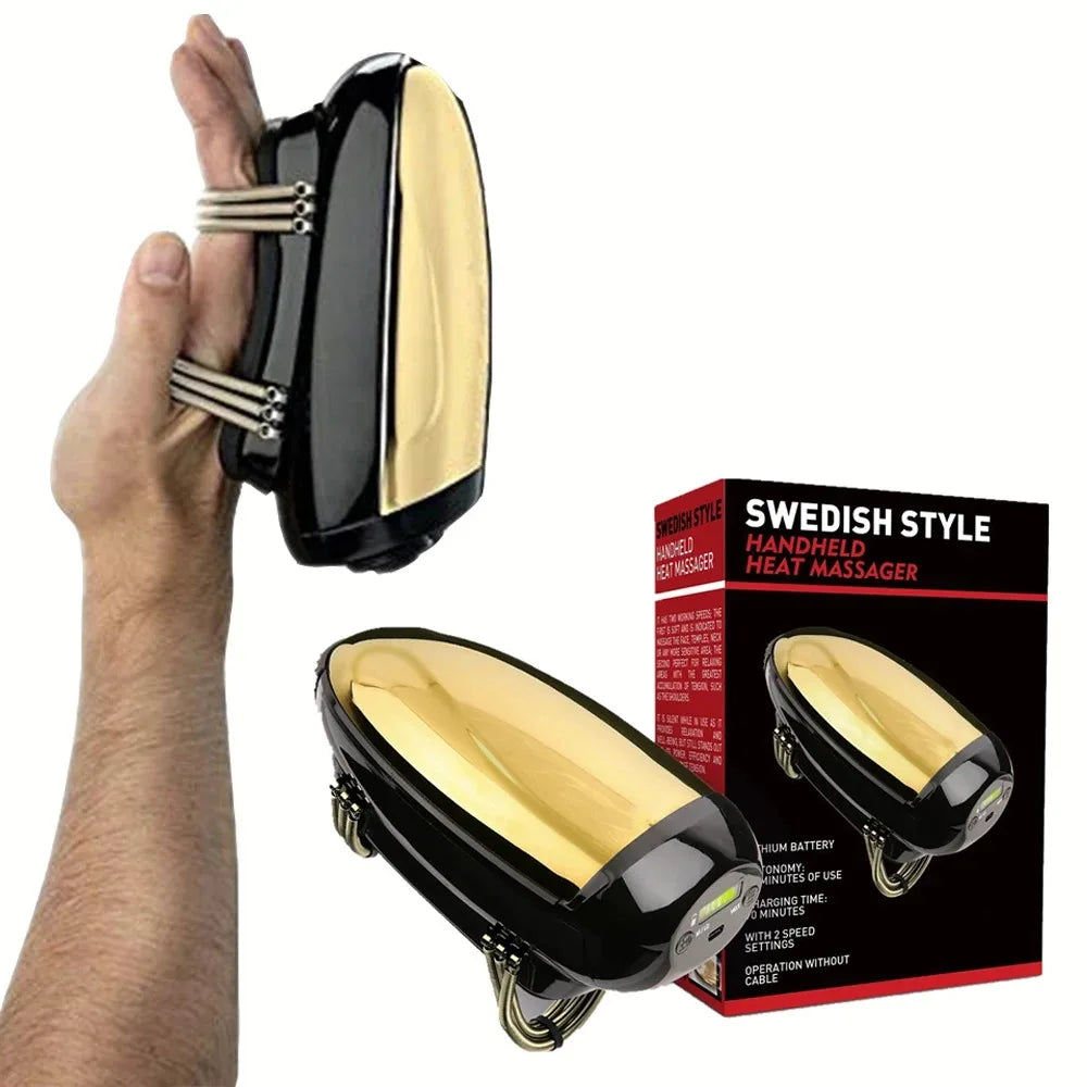 Professional Cordless Metal Head Massager USB Rechargeable Heat and Vibration