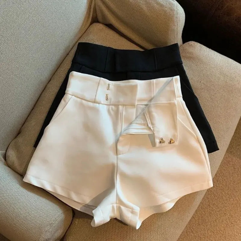 Women High Waisted A Line Shorts Black Slim Fit Casual Streetwear