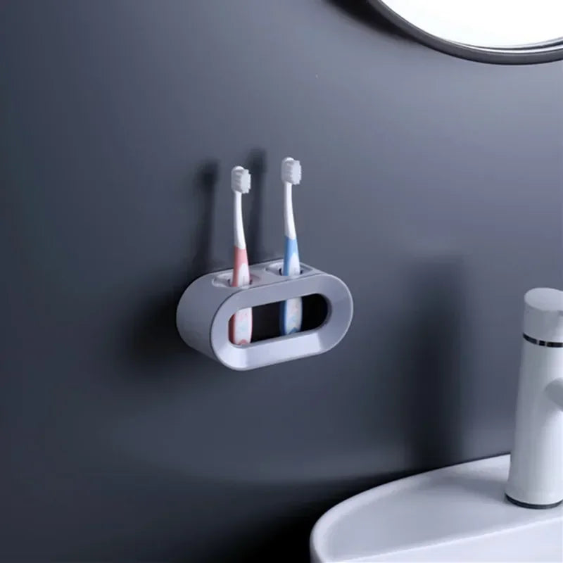 Wall Mounted Toothbrush Holder Self Adhesive Bathroom Organizer Space Saving Rack