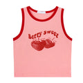 Women Y2K Pink Print Off Shoulder Crop Tank Top Sleeveless 90s Vintage Casual Sexy Top