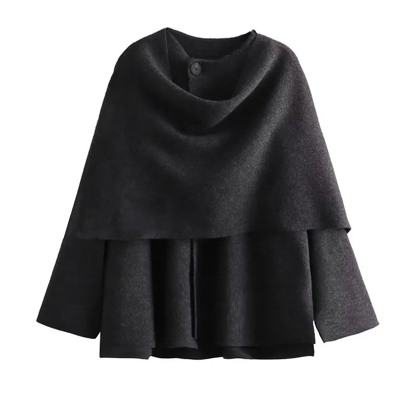 Women Plush Padded Coat Asymmetric Scarf Long Sleeve Winter Jacket