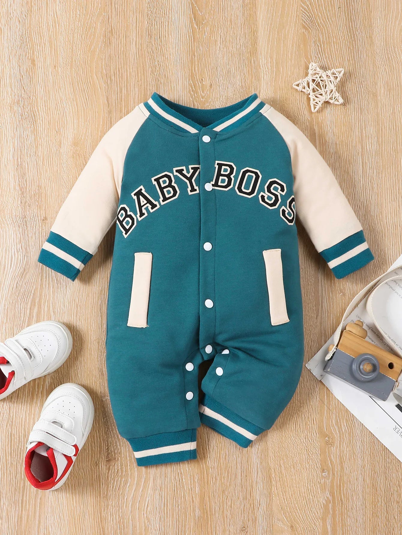 Baby Boy Letter Print Long Sleeve Jumpsuit