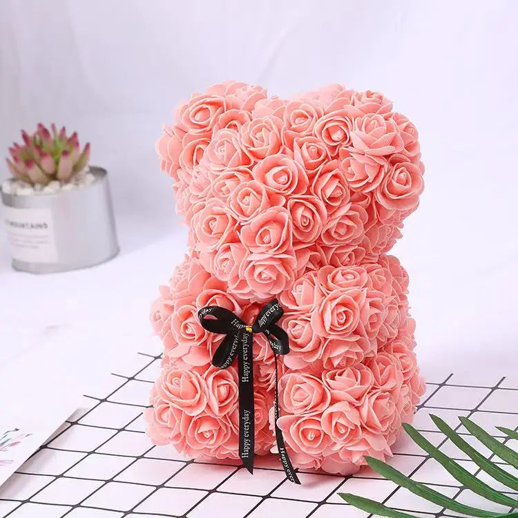 Rose Flower Teddy Bear Gift with Box for Women