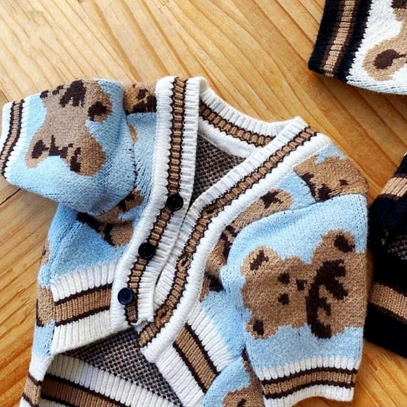 Dog Striped Cardigan Sweater Warm Pet Clothes Puppy Cat Coat