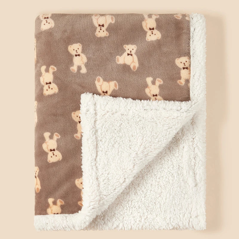 Baby Winter Fleece Blanket Soft Warm Swaddle Quilt for Newborn Stroller Wrap