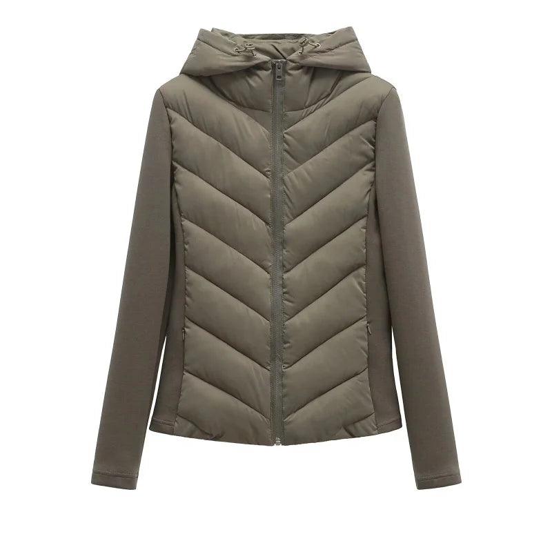 Women Hooded Patchwork Cotton Jacket