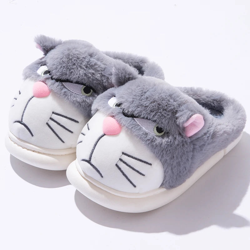 Women’s Fluffy Cartoon Plush Slippers Cute Winter House Shoes Large Size