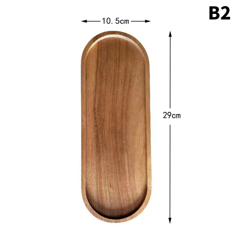 Solid Wood Serving Tray Style Plate for Dessert, Fruit & Bread